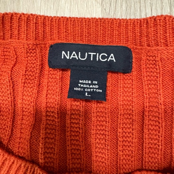 Nautica Men's Vibrant Orange Crewneck Sweater - Picture 2 of 4